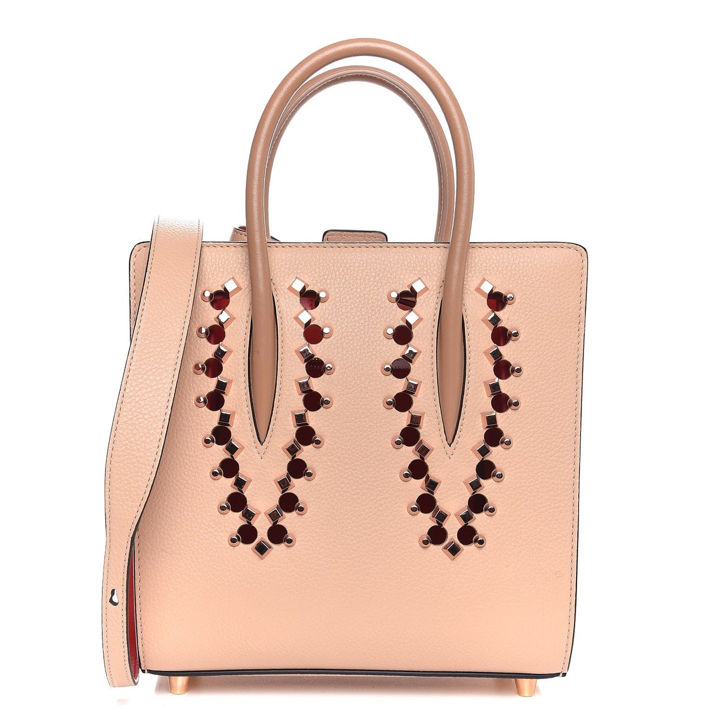 Calfskin Patent Studded Small Paloma Naturel Rose Gold