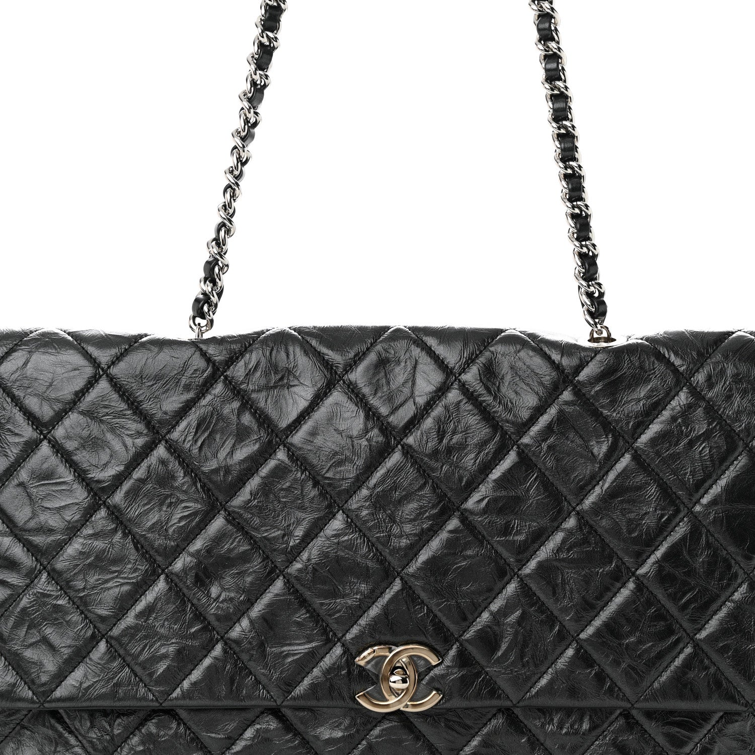 Chanel Metallic Crumpled Calfskin Big Bang Large Flap Bag Black 8 of 10