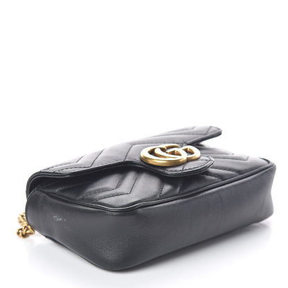 Gucci Calfskin Matelasse Super Mini GG Marmont Shoulder Bag Black 4 of 9