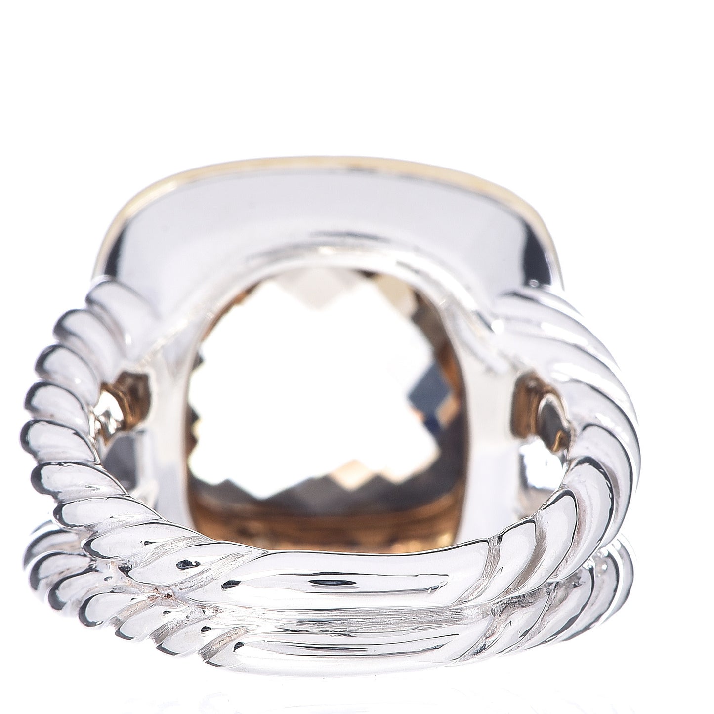 Sterling Silver 18K Yellow Gold Diamond Champagne Citrine 14mm Albion Ring 55 7.25