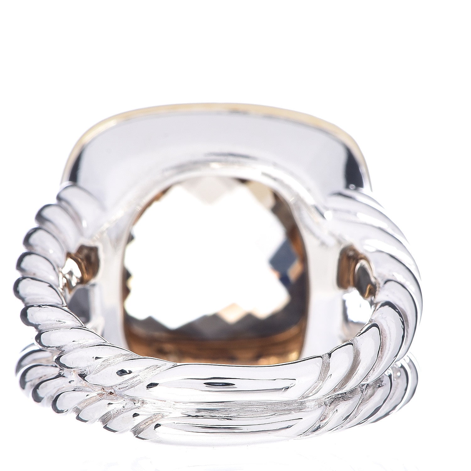David Yurman Sterling Silver 18K Yellow Gold Diamond Champagne Citrine 14mm Albion Ring 55 7.25 4 of 7