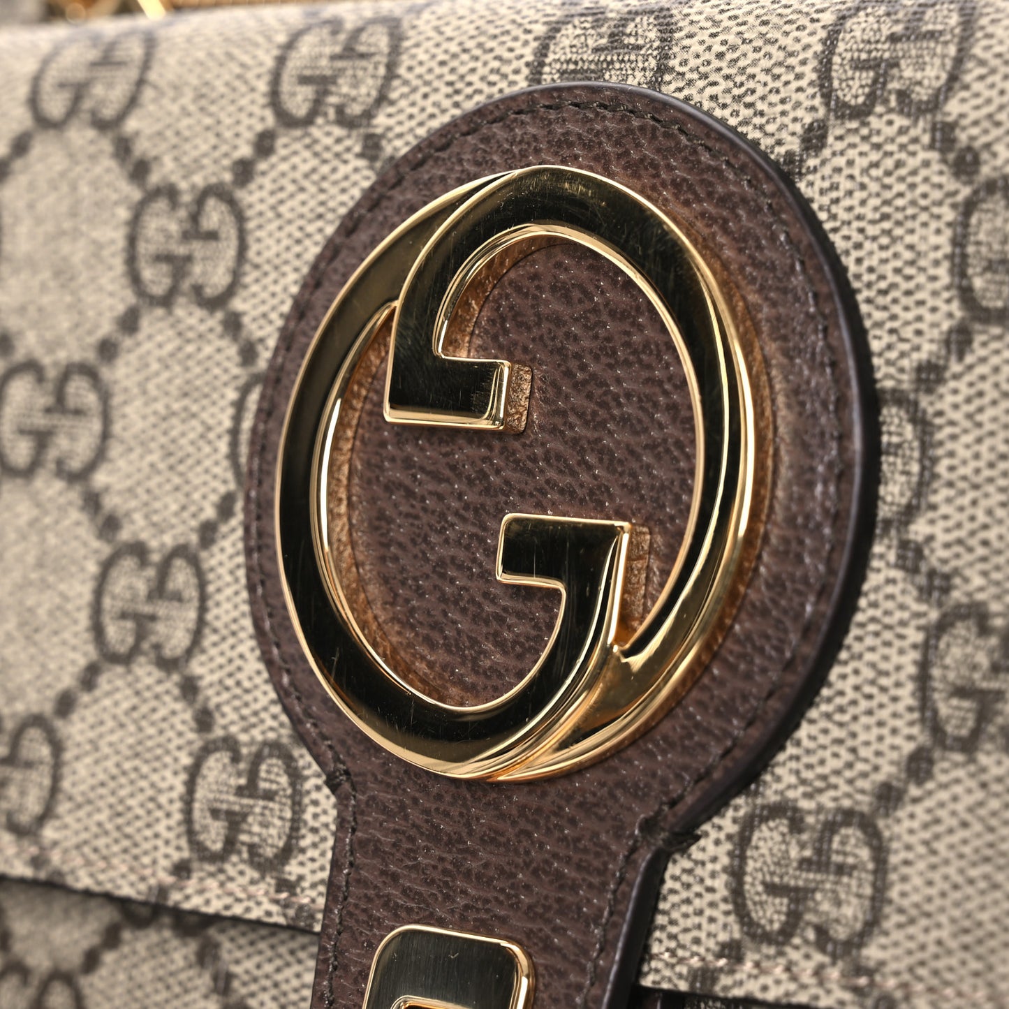 GG Supreme Monogram Textured Dollar Calfskin Blondie Belt Bag Beige Ebony New Acero