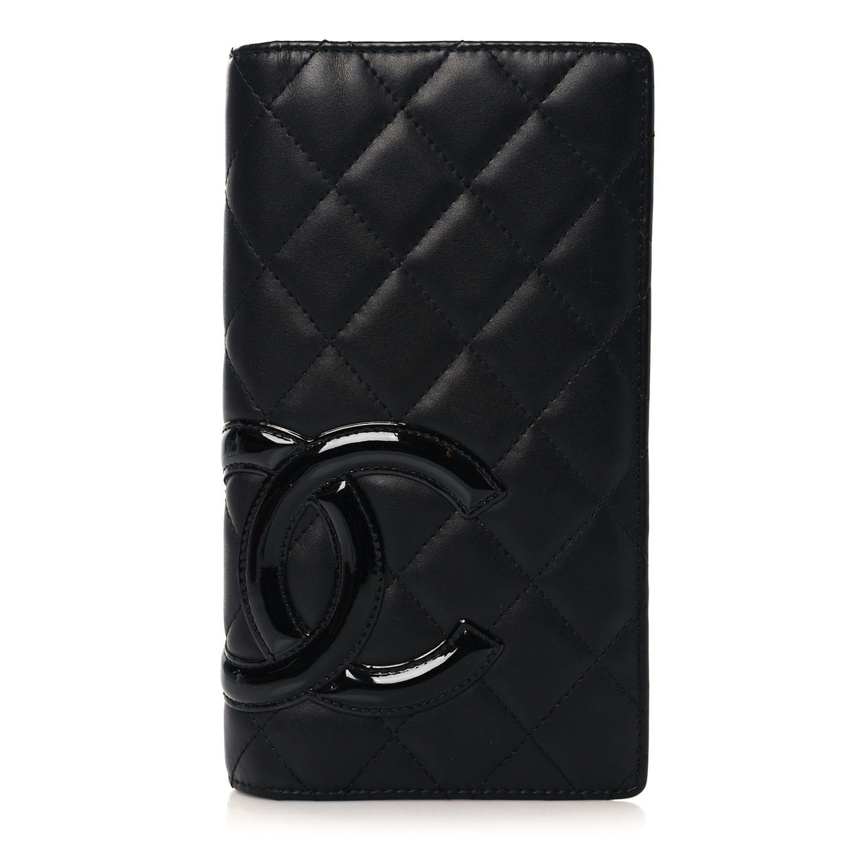 Calfskin Quilted Cambon Yen Wallet Black