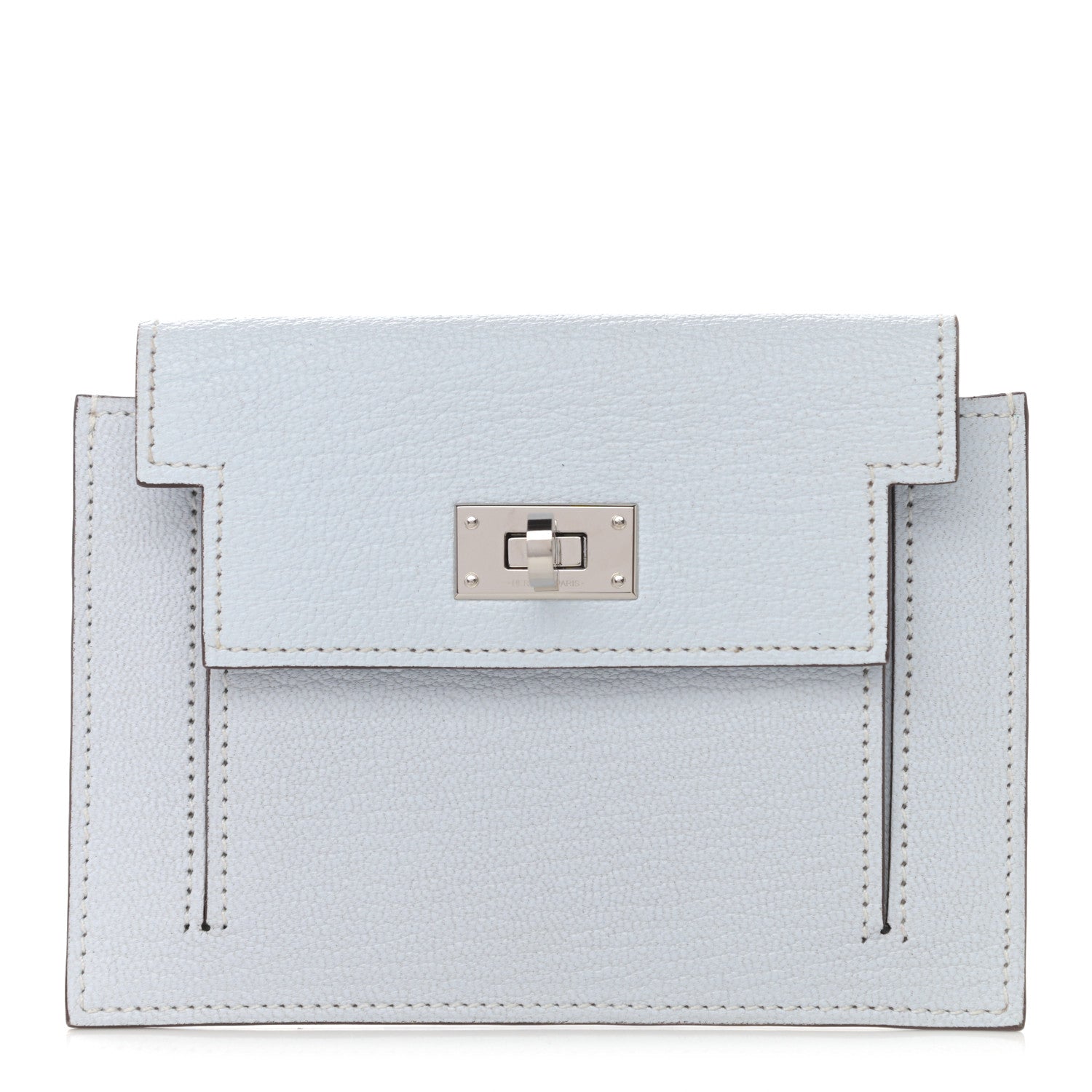 Hermes Chevre Mysore Kelly Pocket Compact Wallet Bleu Brume 1 of 8