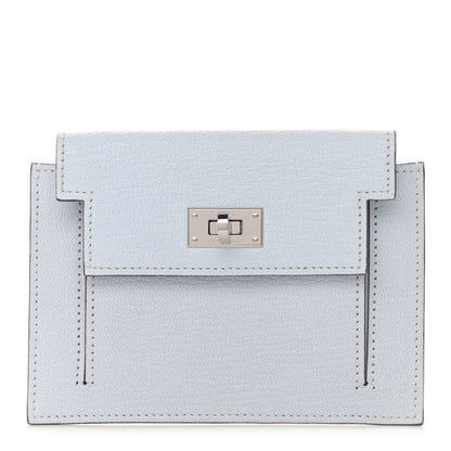 Hermes Chevre Mysore Kelly Pocket Compact Wallet Bleu Brume 1 of 8