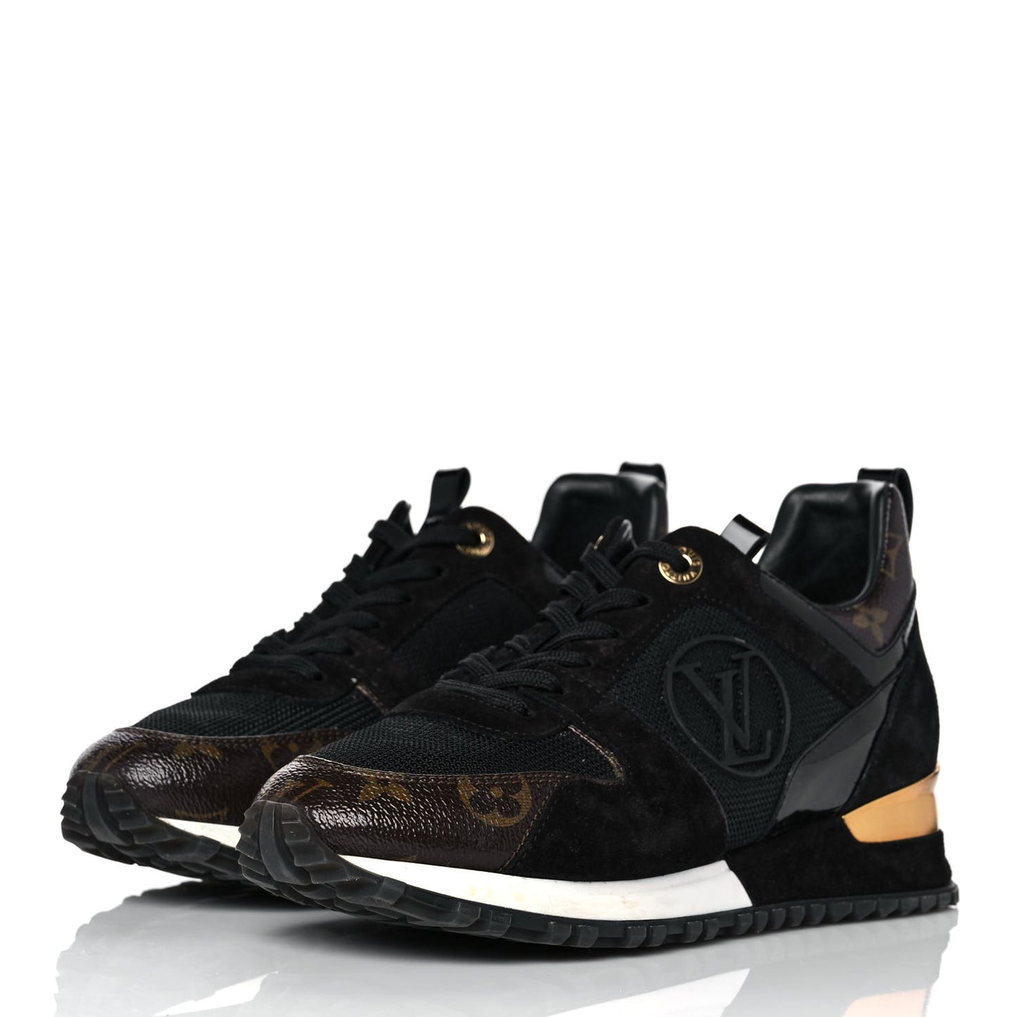 Suede Monogram Run Away Sneakers 36 Black
