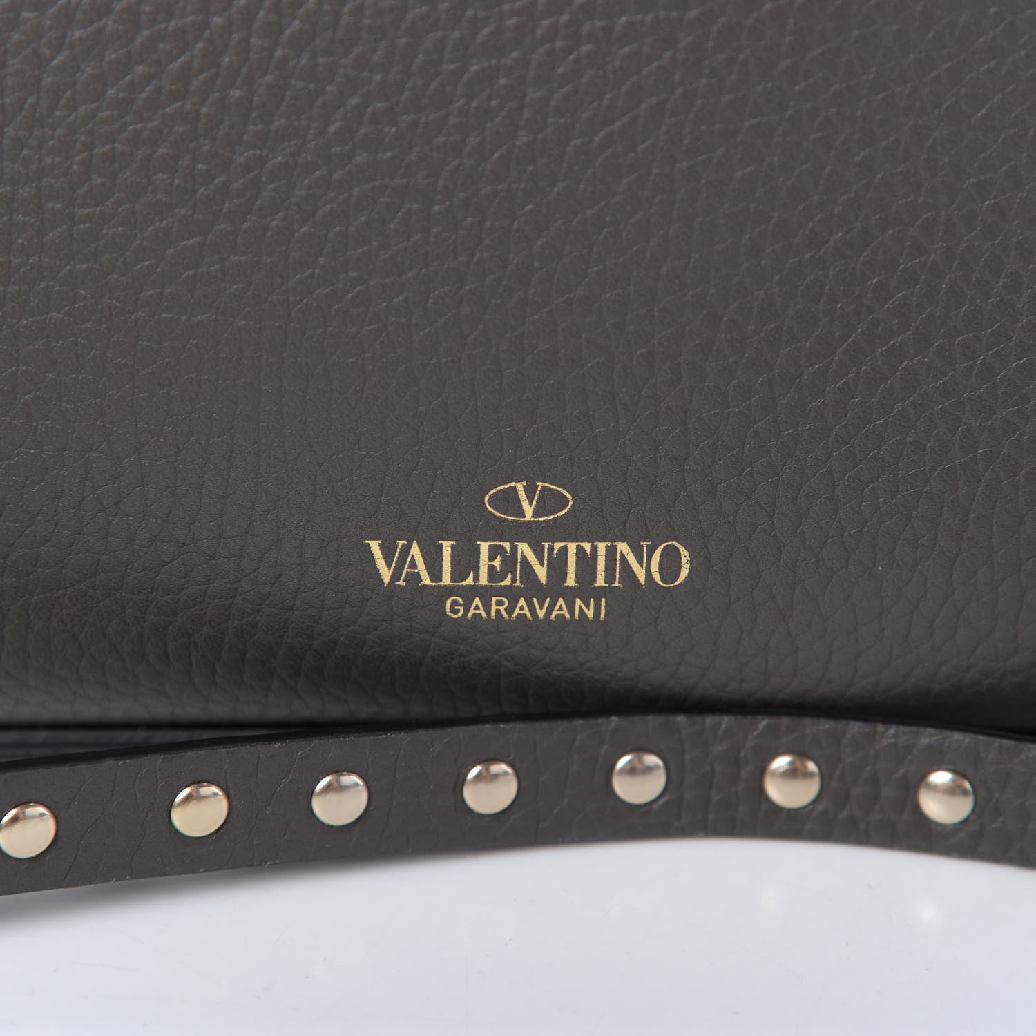 Valentino Garavani Pebbled Calfskin Medium Rockstud Flip Lock Crossbody Bag Graphite 9 of 9