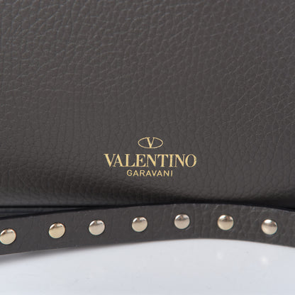 Valentino Garavani Pebbled Calfskin Medium Rockstud Flip Lock Crossbody Bag Graphite 9 of 9