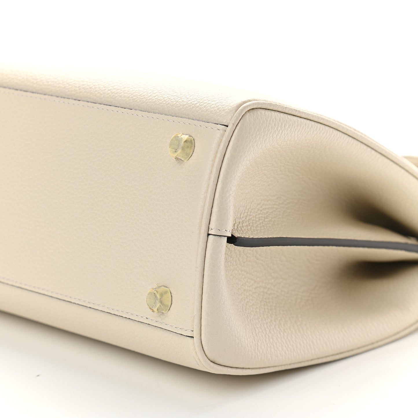 Grainy Calfskin Small Zumi Top Handle Bag Mystic White