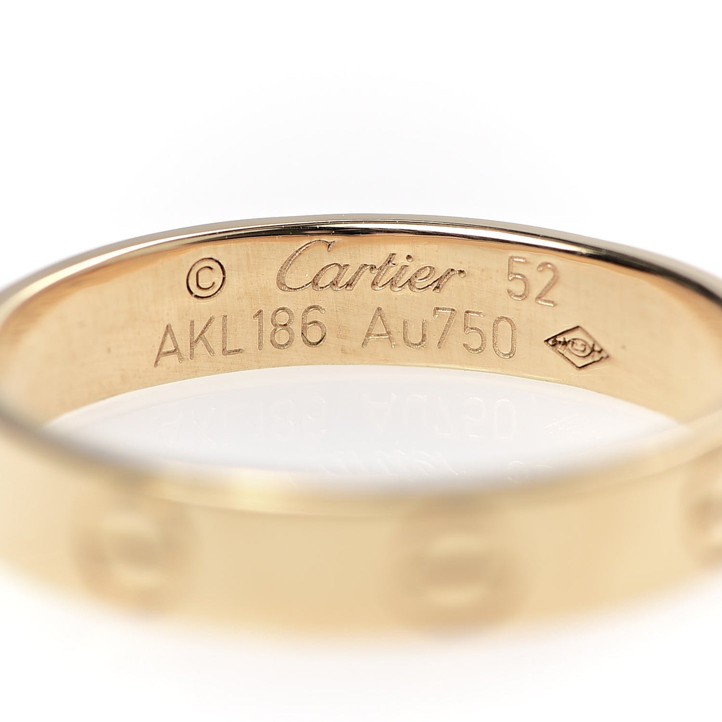 18K Yellow Gold 3.5mm LOVE Wedding Band Ring 52 6
