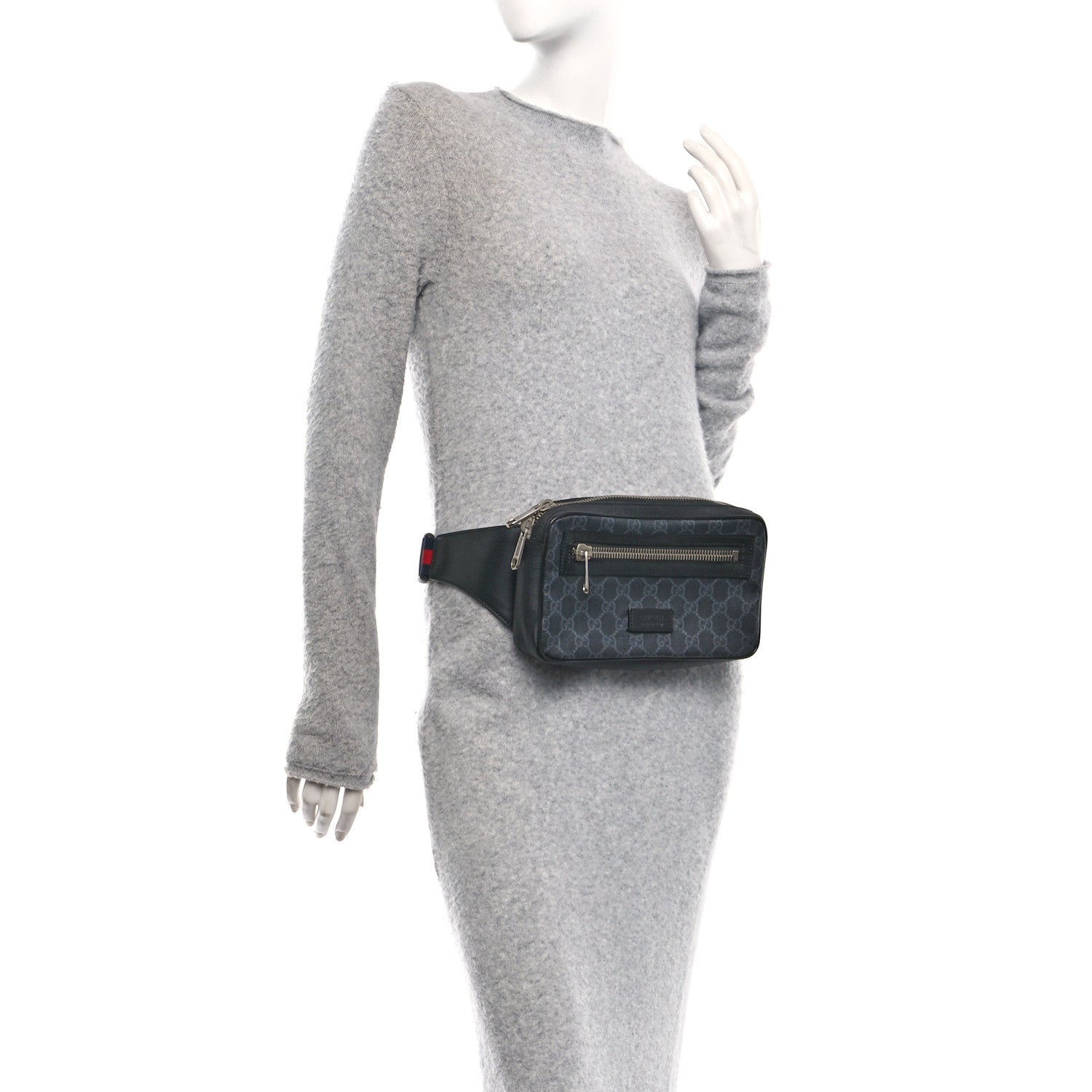 Gucci Soft GG Supreme Monogram Web Belt Bag Black Grey 2 of 10