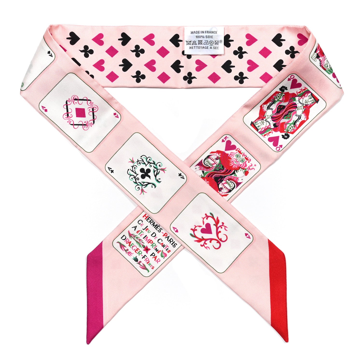 Hermes Silk Jeu de Cartes Twilly Rose Nacre Fuchsia Rouge 1 of 4