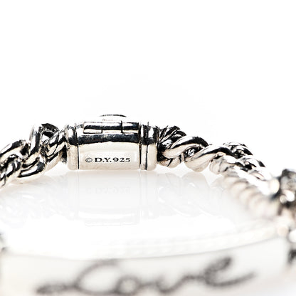 David Yurman Sterling Silver Diamond 7mm Petite Pave Curb Link Love ID Bracelet 3 of 4