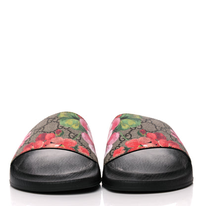 Gucci GG Supreme Monogram Blooms Slide Sandals 38 Beige Multicolor 2 of 7