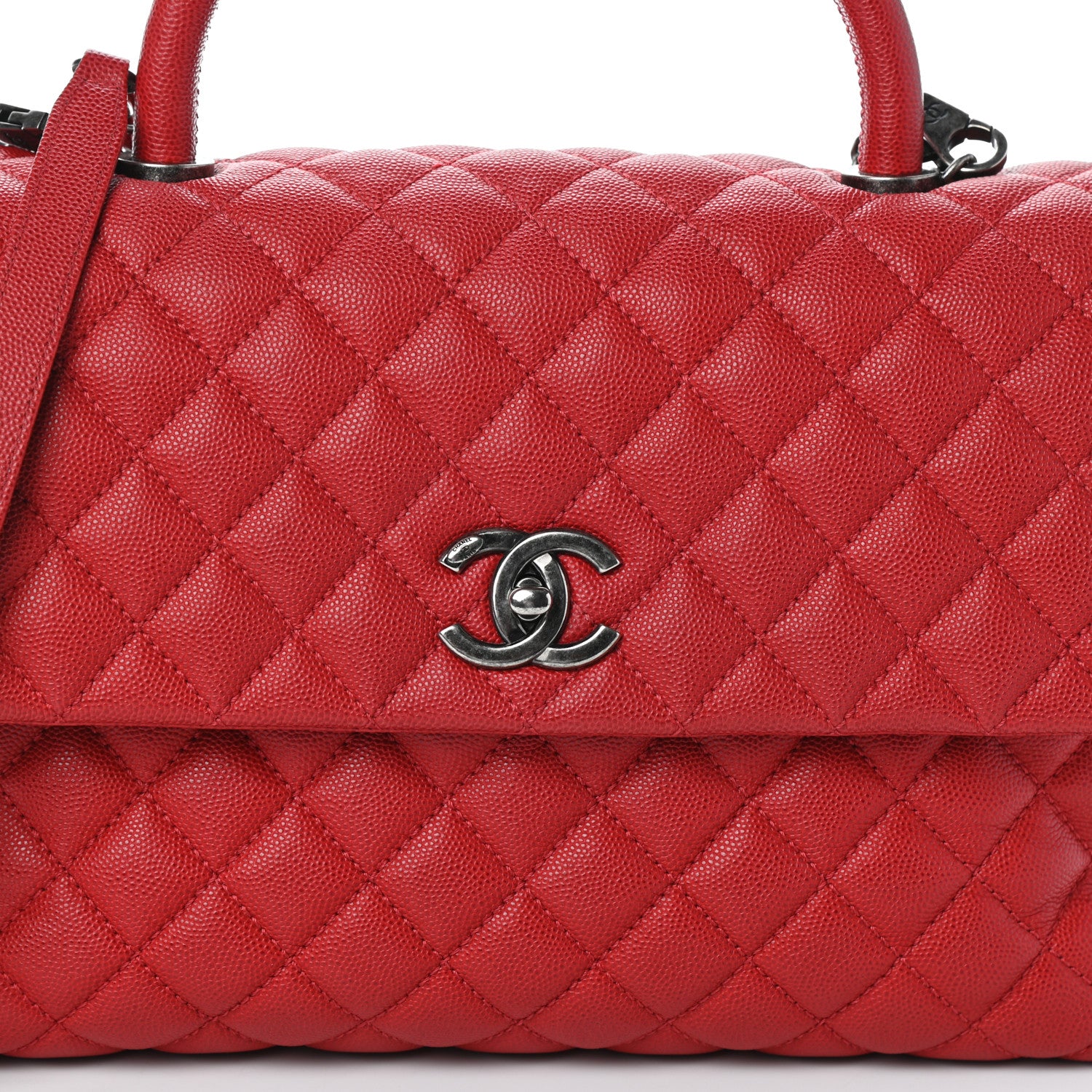 Chanel Caviar Quilted Medium Coco Handle Flap Dark Red 8 of 10