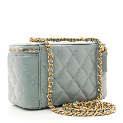 Chanel Metallic Lambskin Quilted Small CC Dynasty Vanity Case With Chain Grey 3 of 11