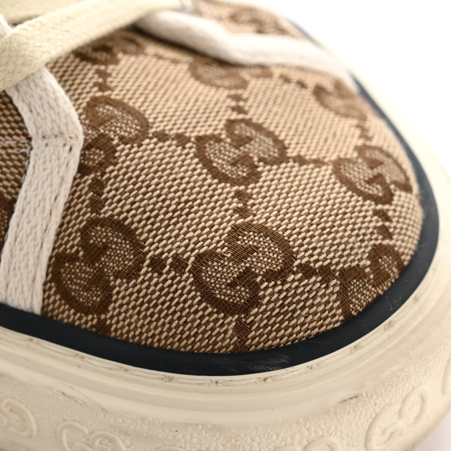 Gucci GG Monogram Web Womens 1977 Tennis Sneakers 40 Beige Ebony Mystic White 11 of 12