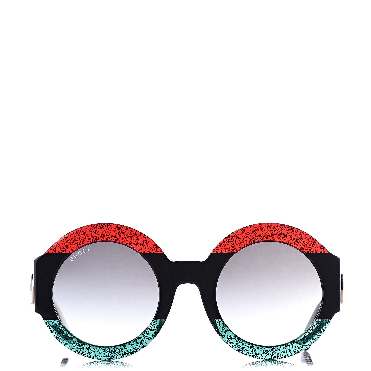 Gucci Acetate Round GG0084S Sunglasses Black Red Green 2 of 8