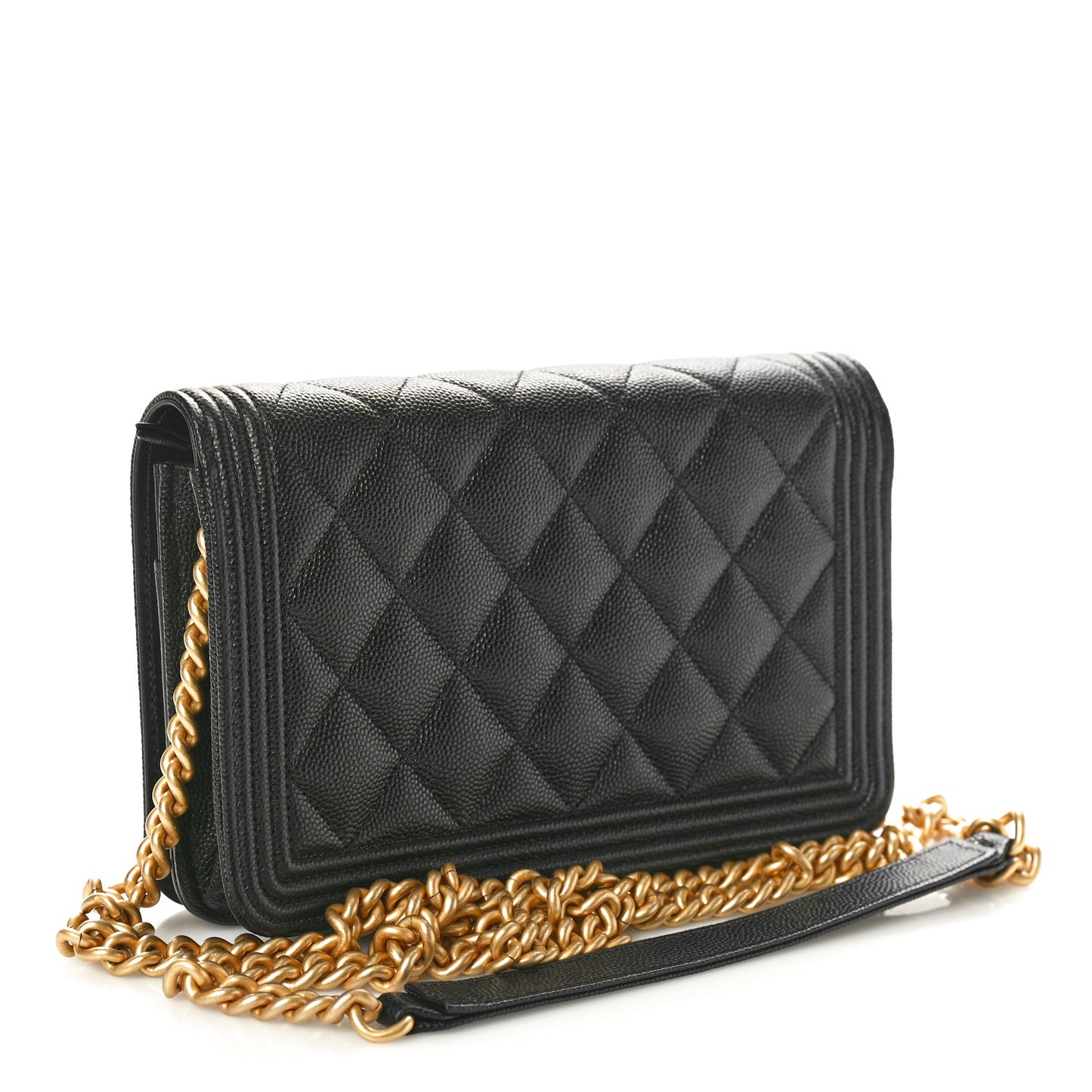Caviar Quilted Boy Wallet On Chain WOC Black