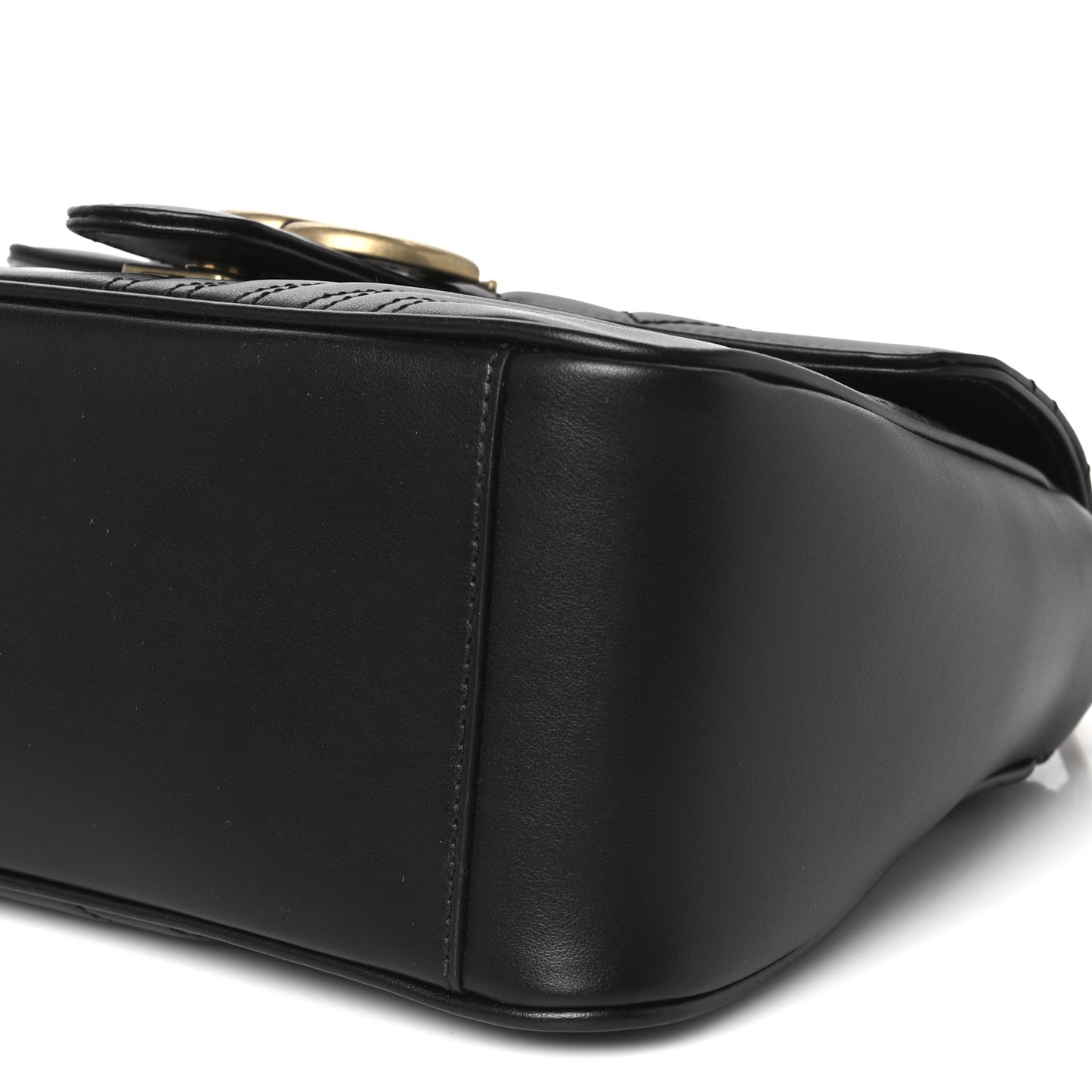 Calfskin Matelasse Small GG Marmont Top Handle Shoulder Bag Black