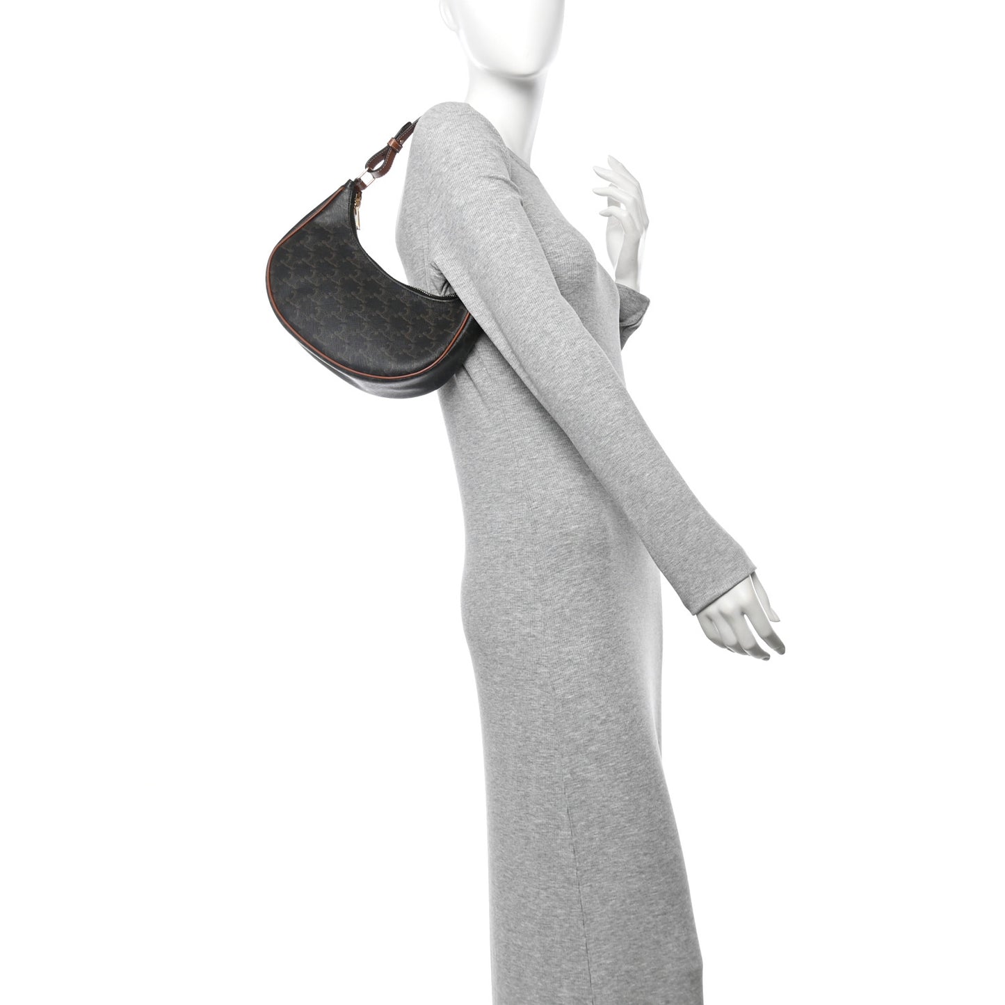 Triomphe Canvas Calfskin Ava Shoulder Bag Tan