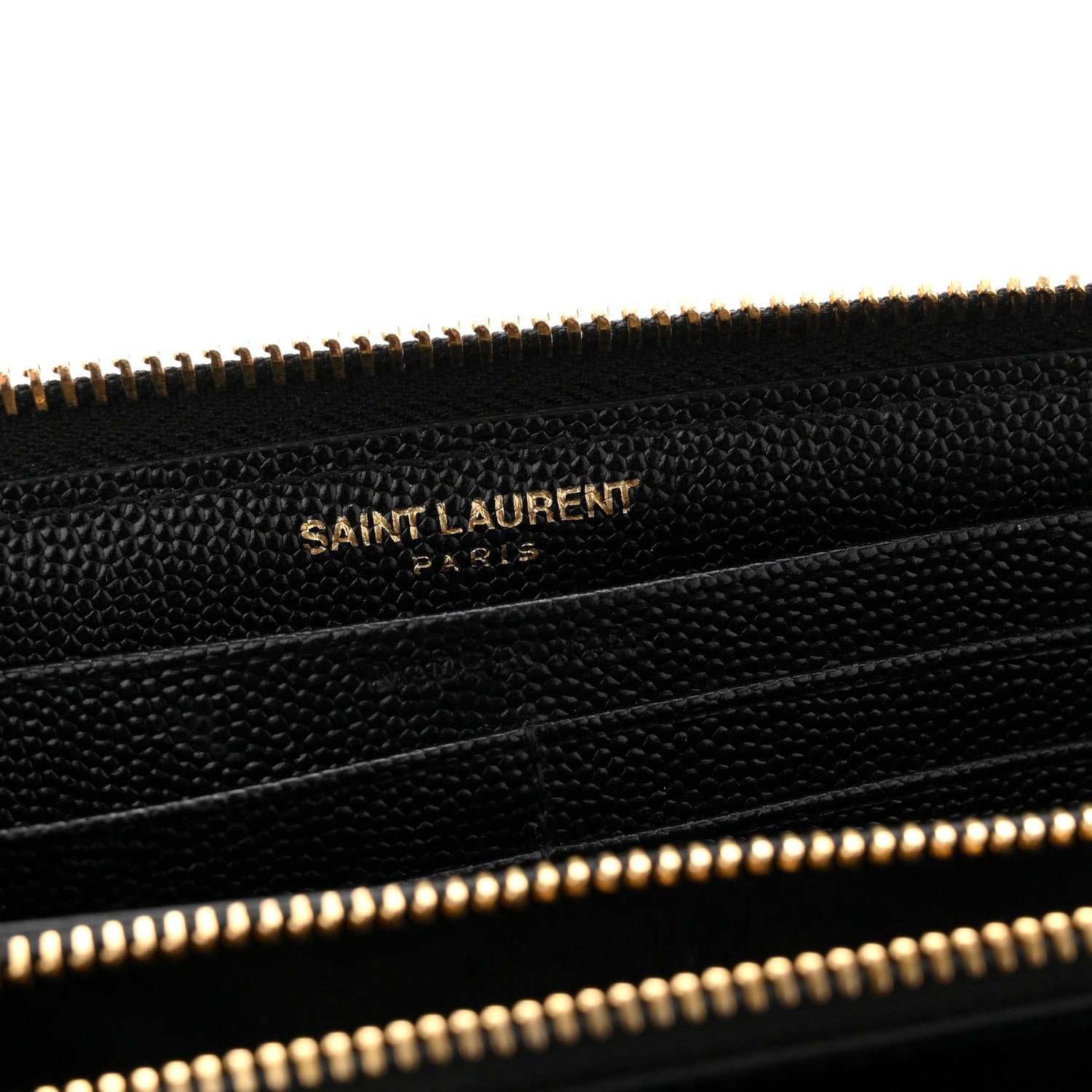 Saint Laurent Grain De Poudre Matelasse Chevron Monogram Zip Around Wallet Black 6 of 8