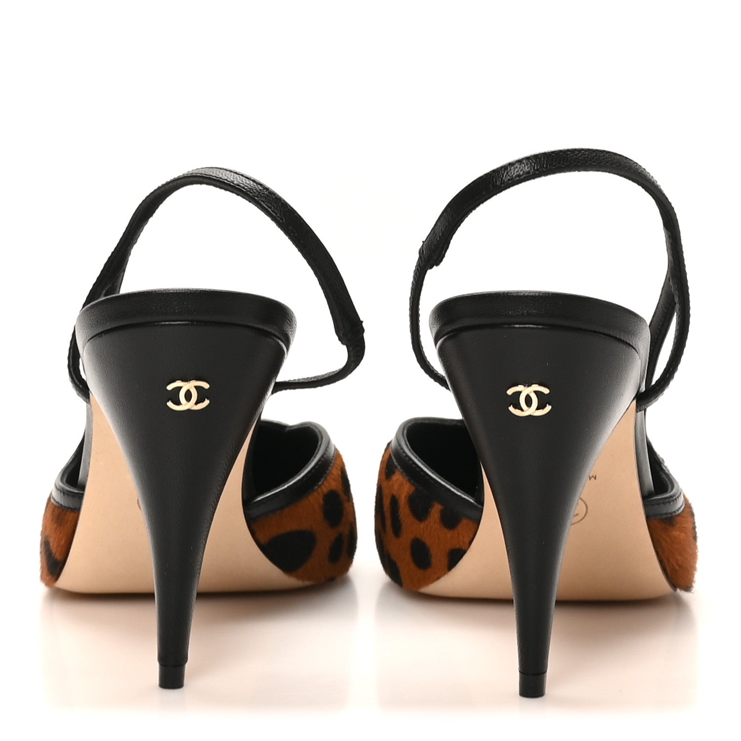 Chanel Lambskin Mixed Fibers Cap Toe CC Slingback Pumps 39 White Brown Black 7 of 10