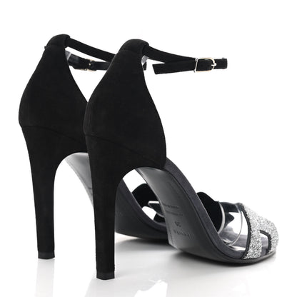 Hermes Suede Goatskin Crystal Premiere 105 Sandals 39 Black 4 of 12
