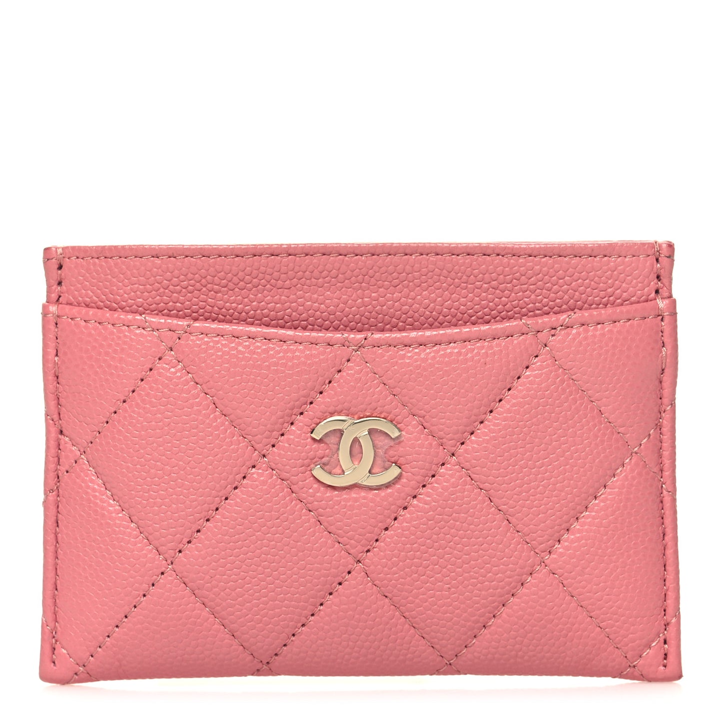 Caviar Quilted Card Holder Pink
