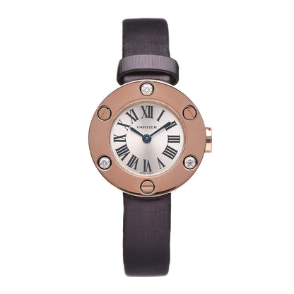 Cartier 18K Pink Gold Satin Diamond 23mm Love Quartz Watch Purple 1 of 9