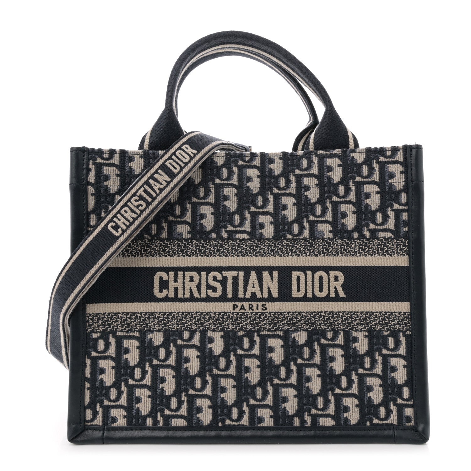 Christian Dior Oblique Calfskin Small Book Tote With Strap Blue Multicolor 1 of 10