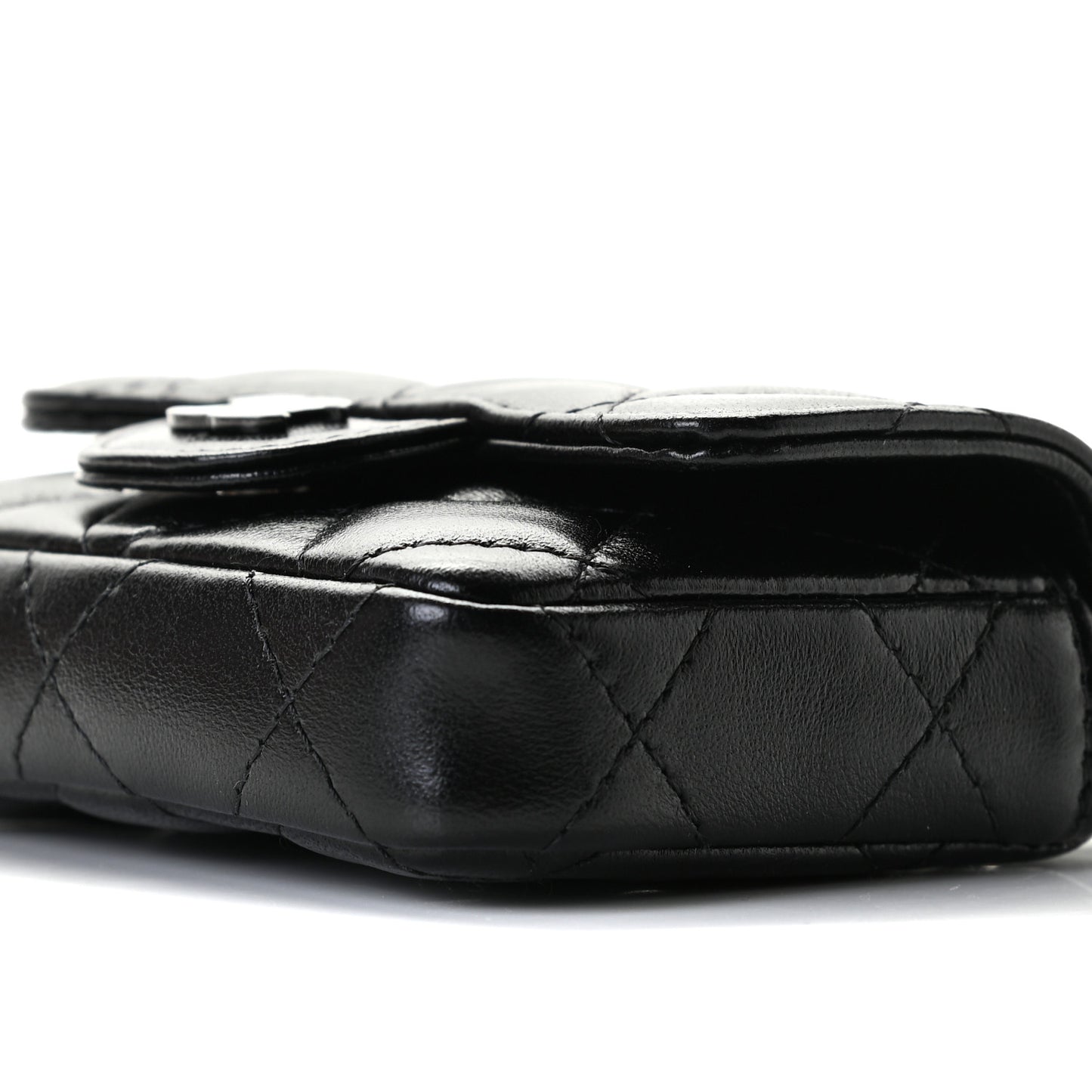 Lambskin Quilted Mini Chain Belt Bag So Black