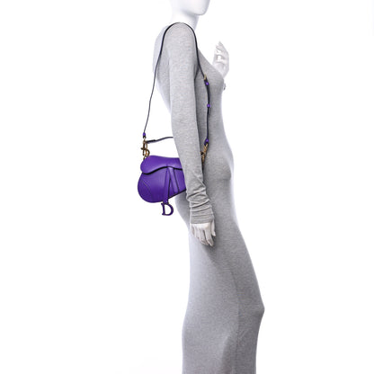 Christian Dior Supple Calfskin Mini Saddle Bag With Strap Purple 3 of 10