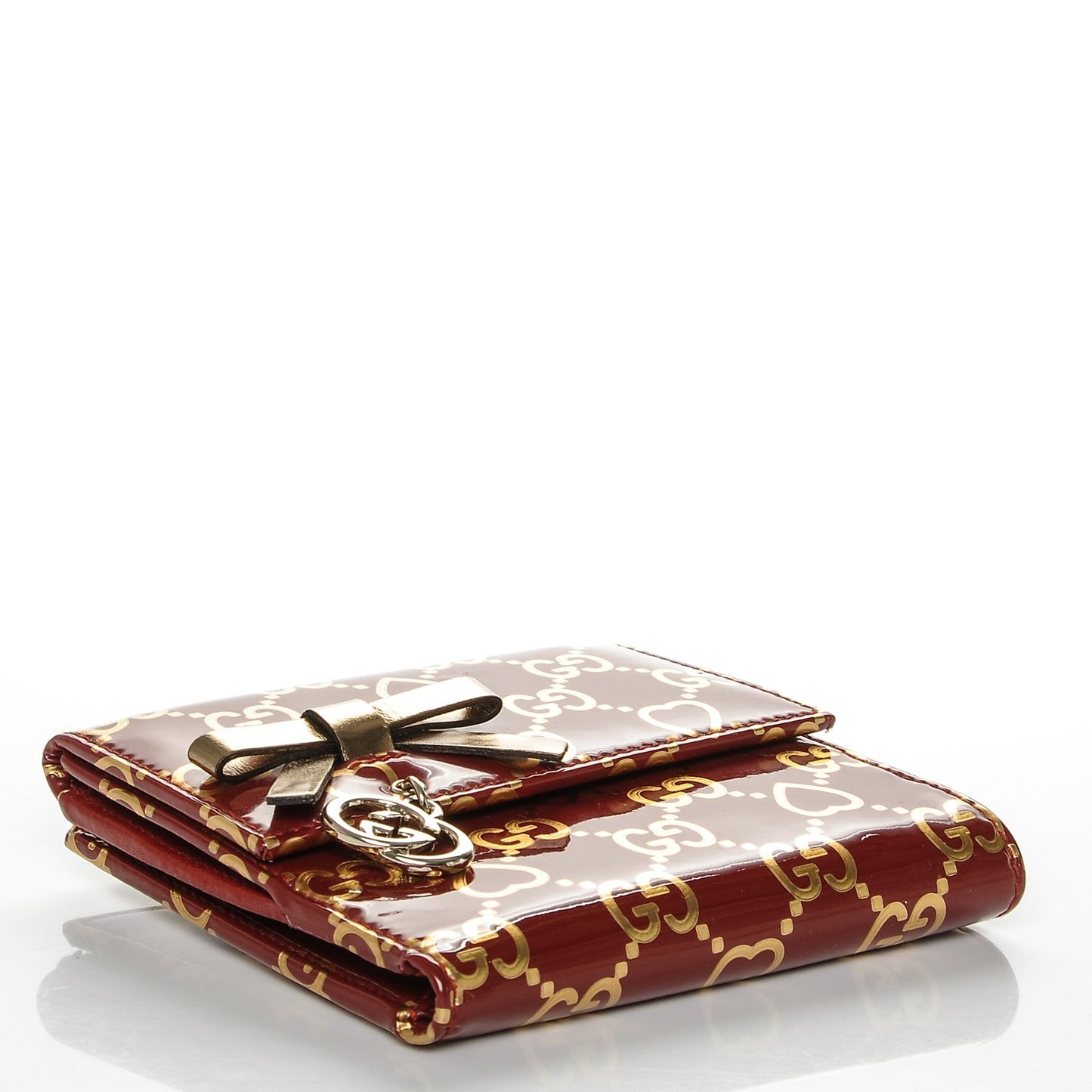 Patent GG Valentine GG Pierce French Flap Wallet Red Gold