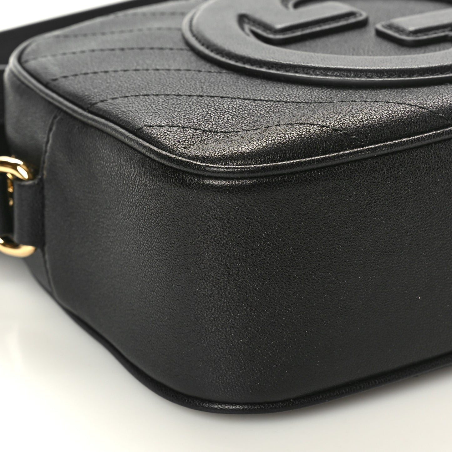 Sakai Be Green Calfskin Diagonal Stitched Small Blondie Shoulder Bag Black