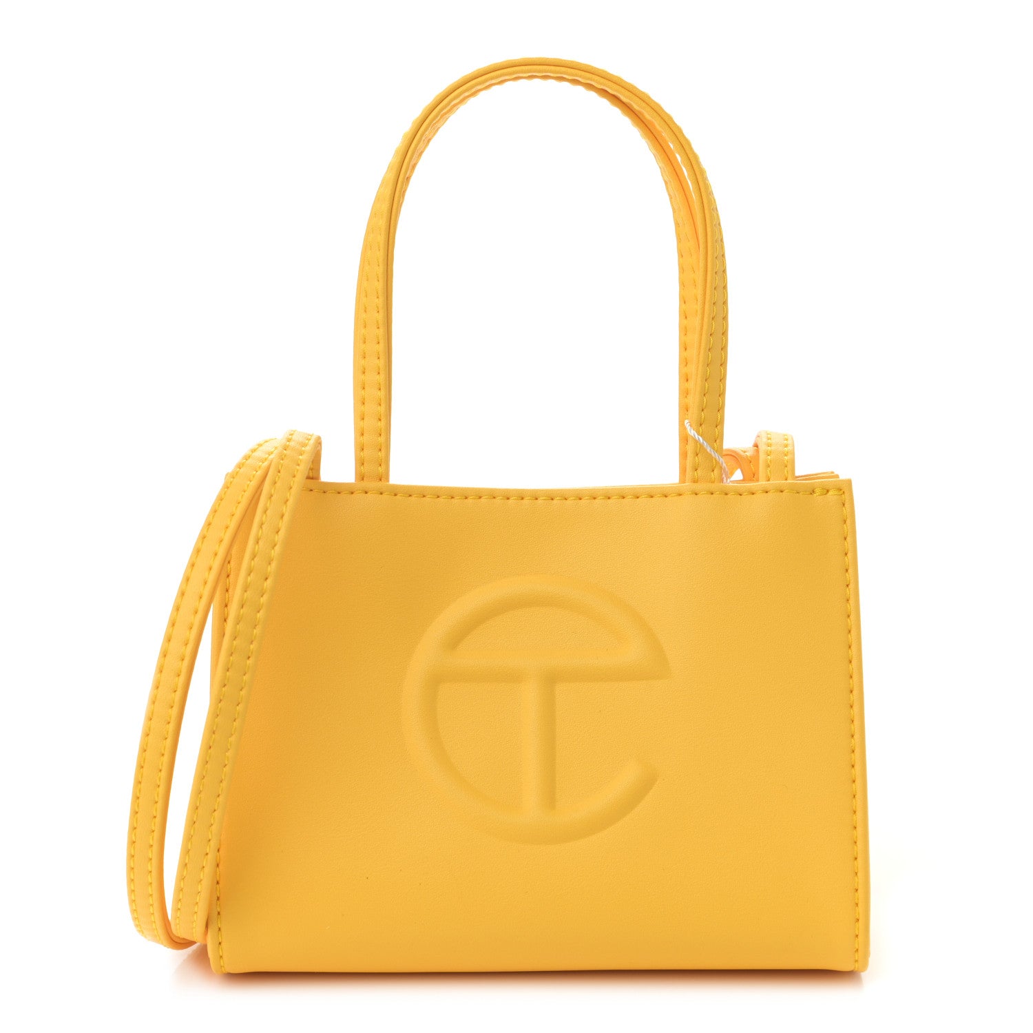 TELFAR Vegan Leather Small Shopping Bag Yellow FASHIONPHILE