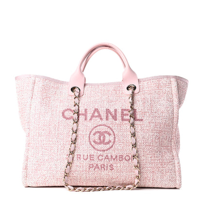 Chanel Straw Lurex Medium Deauville Tote Pink 1 of 9