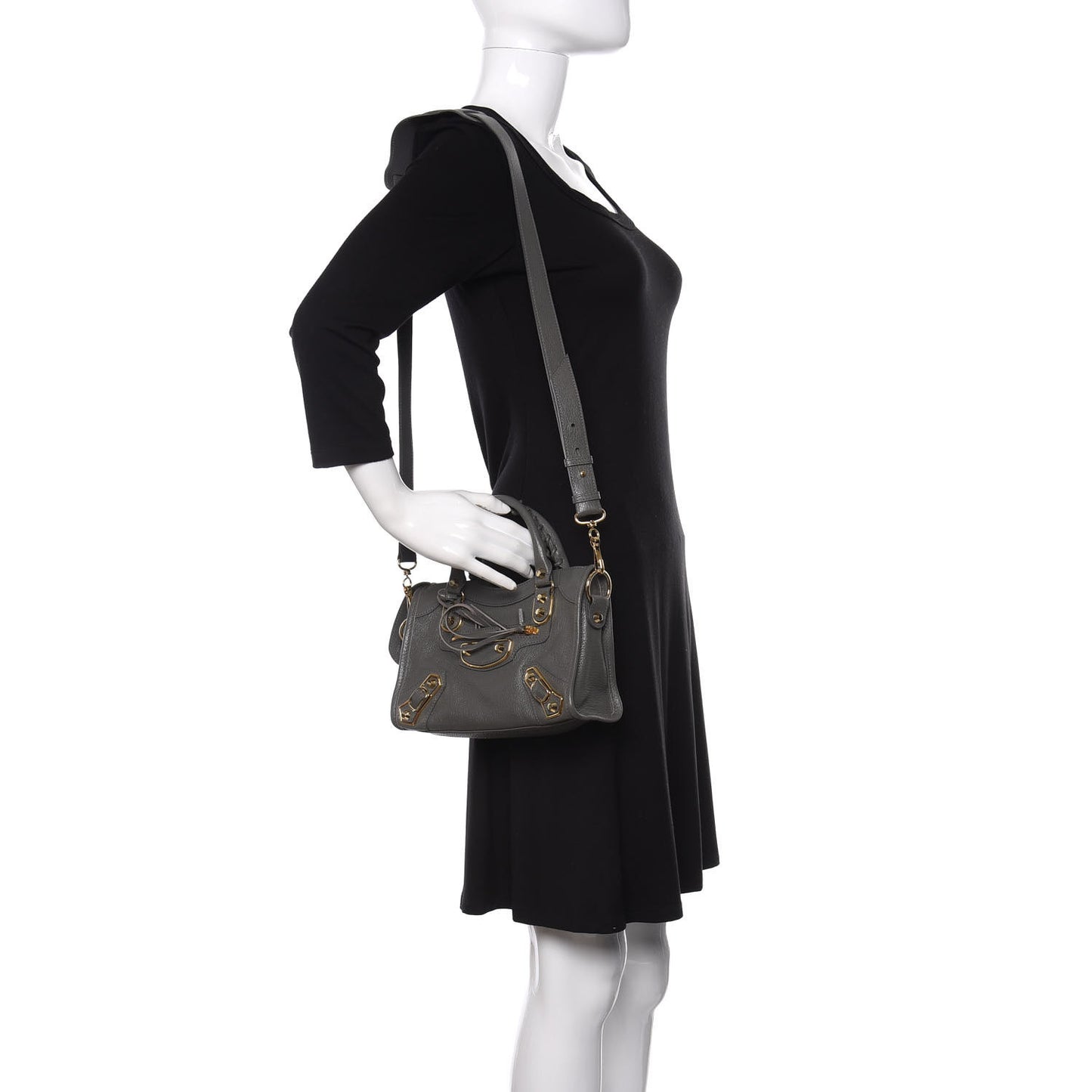 Chevre Gold Metallic Edge Hardware Mini City Gris Acier