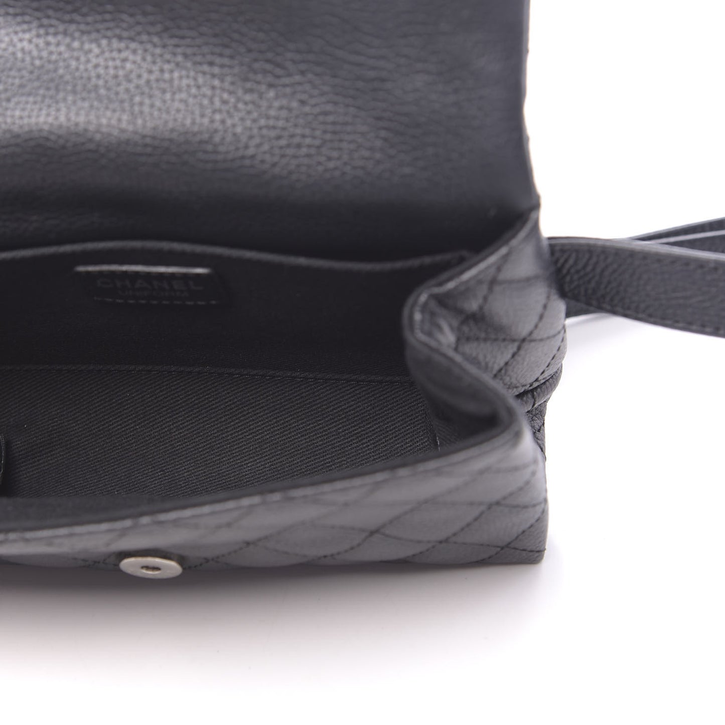 Grained Calfskin Quilted 2.55 Reissue Flap Belt Bag Clutch Black