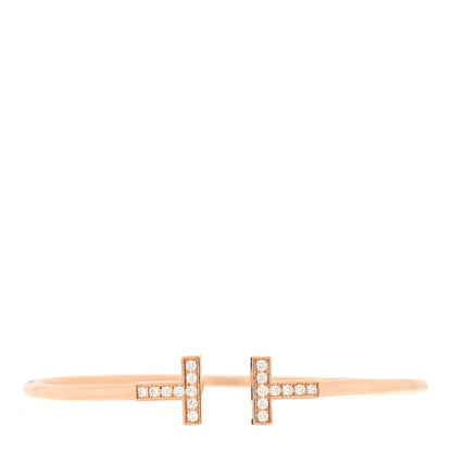 Tiffany 18K Yellow Gold Diamond T Wire Bracelet 1 of 4