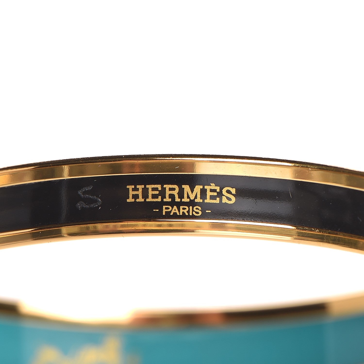 Hermes Enamel Printed Narrow Caleche Bracelet 62 Malachite 3 of 6