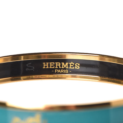 Hermes Enamel Printed Narrow Caleche Bracelet 62 Malachite 3 of 6