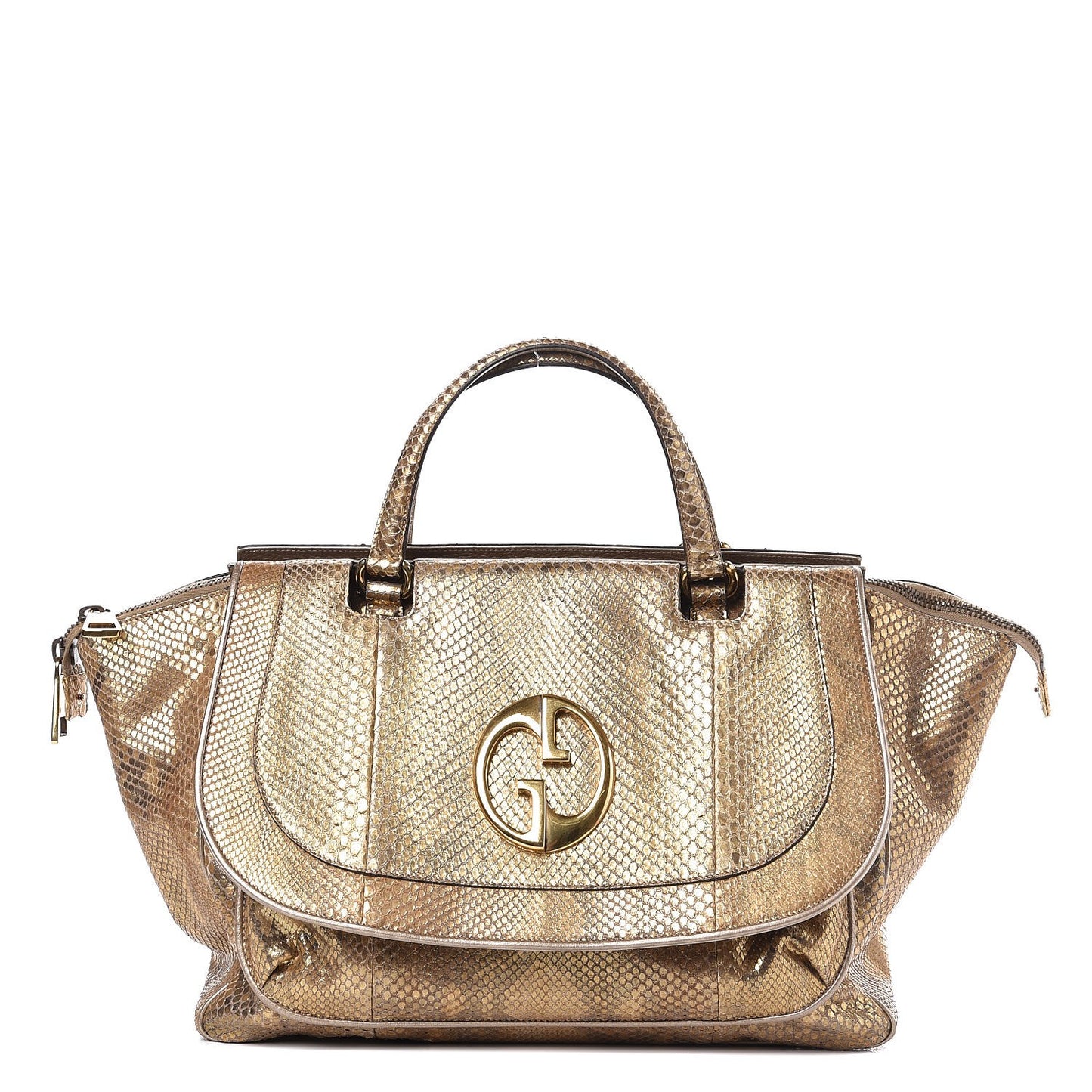Metallic Python Medium 1973 Top Handle Satchel Gold
