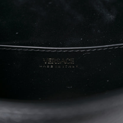 Versace Metallic Grained Calfskin Medusa Small Top Handle Handbag Gunmetal 5 of 8