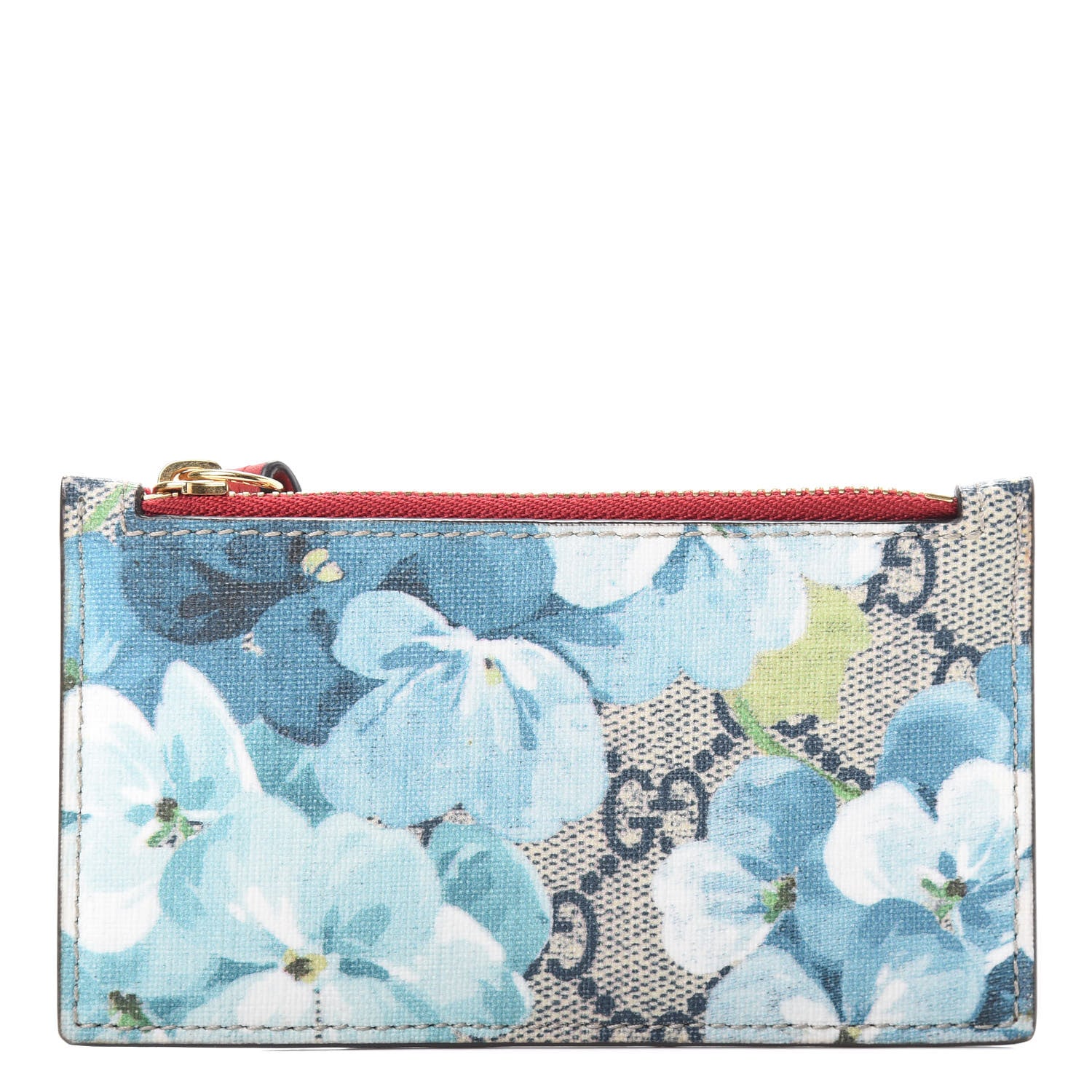 Gucci GG Supreme Monogram Blooms Coin Case Card Holder Beige Blue Navy Hibiscus Red 1 of 7