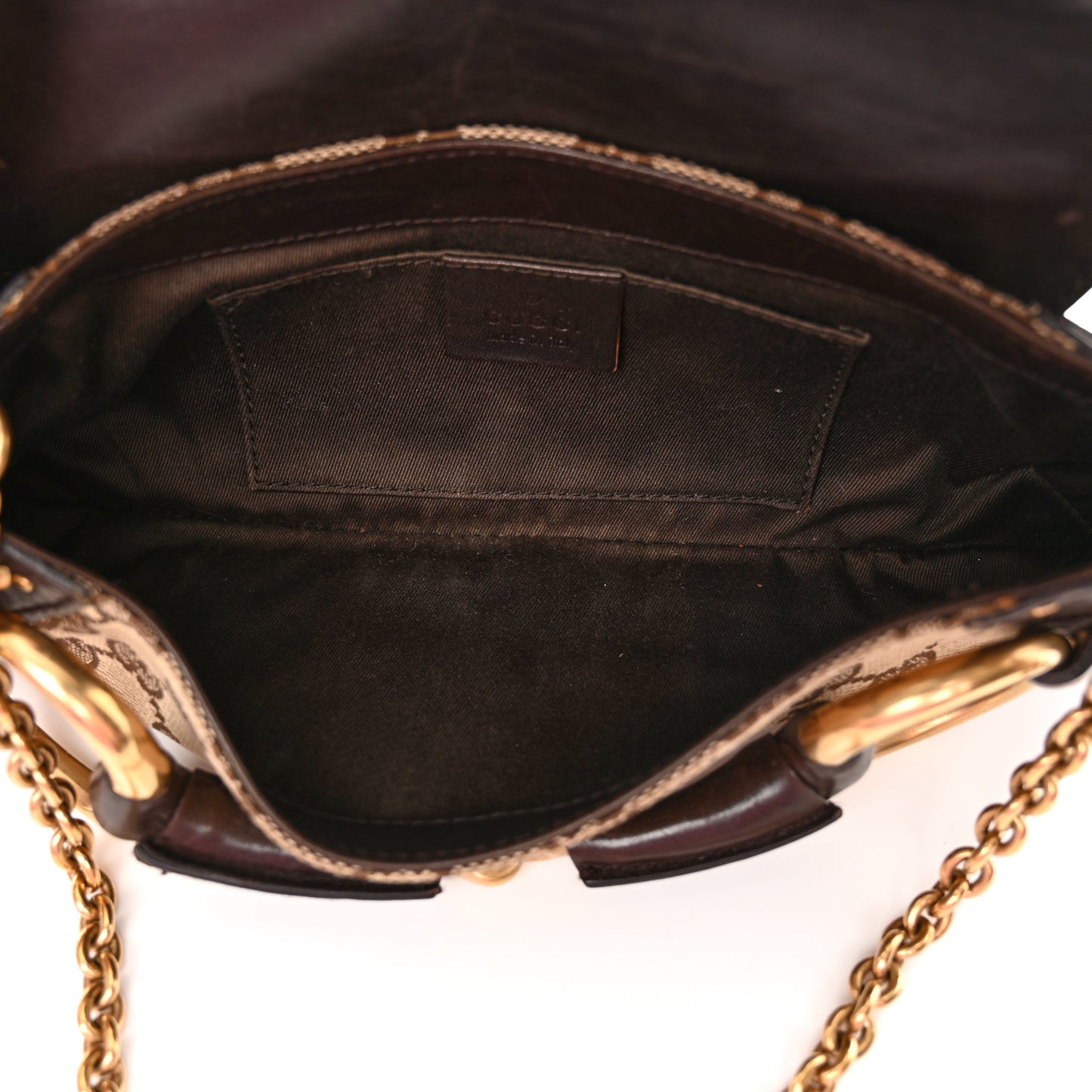 Monogram Studded Small Horsebit Clutch Dark Brown