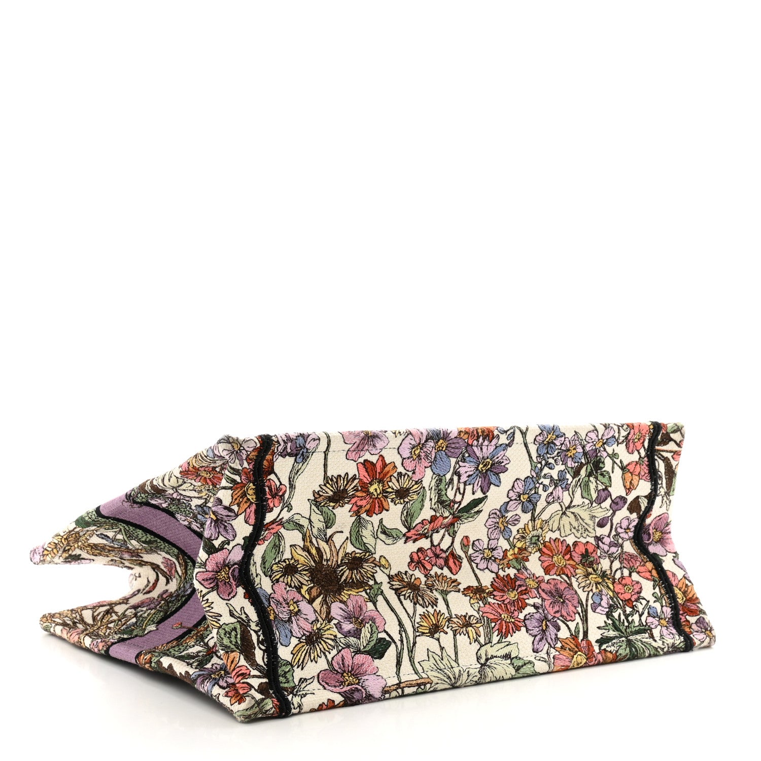 Christian Dior Canvas Embroidered Medium 4 Saisons Hiver Soleil Book Tote Lilac Multicolor 3 of 9