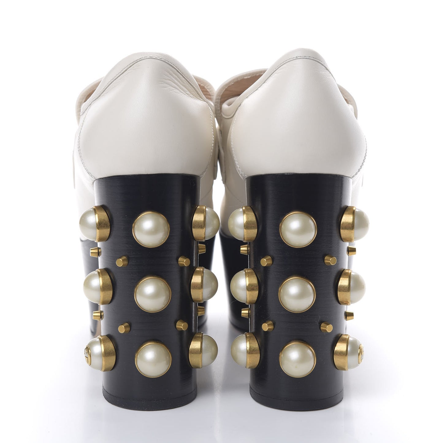 Malaga Kid Pearl Studded Vegas Platform Loafers 41 Mystic White