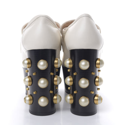 Gucci Malaga Kid Pearl Studded Vegas Platform Loafers 41 Mystic White 4 of 12