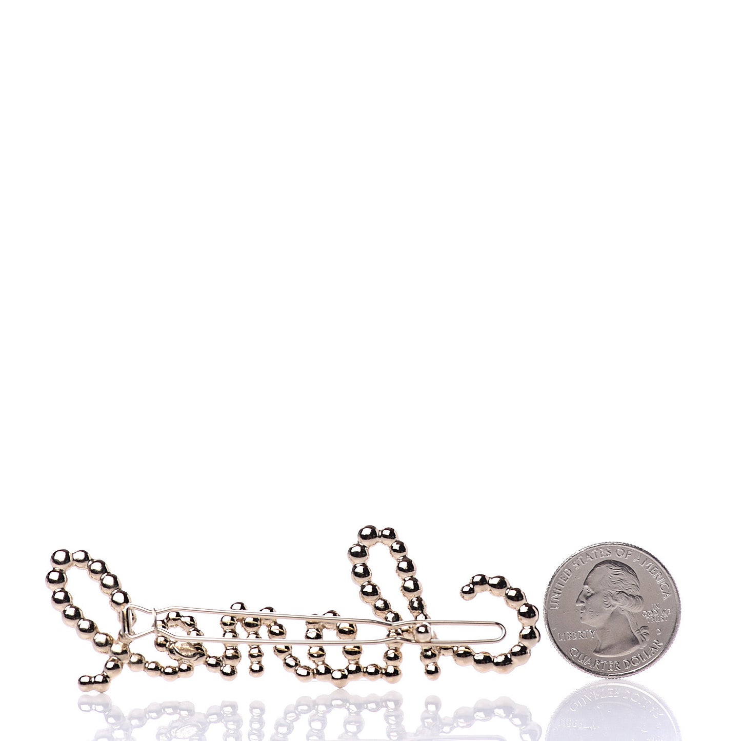 Metal Glass Swirling Pearls Hair Clip Gold